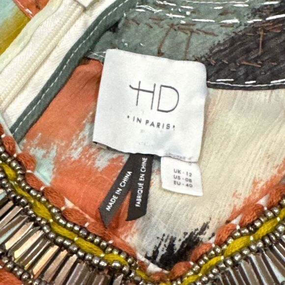 HD in Paris bejeweled brush strokes shift dress size 8 - Picture 4 of 6